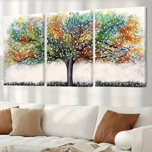 3pcs Modern Colorful Abstract Tree of Life Wall Art Set Canvas Framed 40x60cm - High Quality Print 100% Australian Made Wall Canvas Ready to Hang