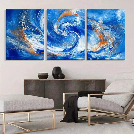 3pcs Abstract Ocean Wave Swirl Fluid Perfect Wall Art Set Canvas Framed 40x60cm - High Quality Print 100% Australian Made Wall Canvas Ready to Hang
