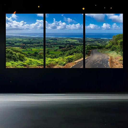3pcs Coastal Nature Blue Sky White Clouds Metal Print Ready to Hang Art