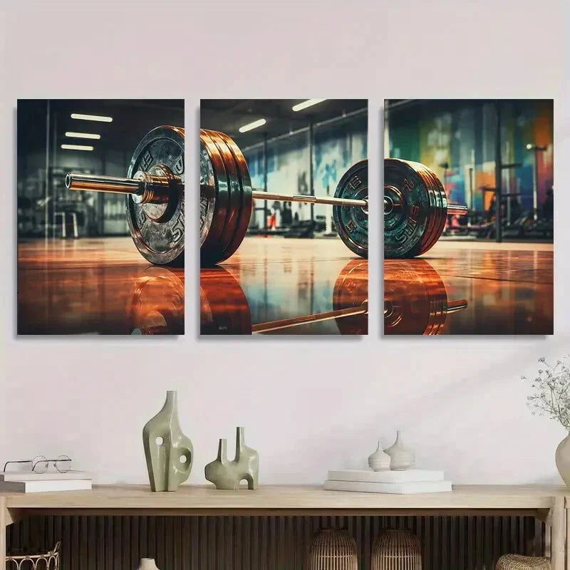 3pcs Gym Equipment Strength Gym Motivational Metal Print Ready to Hang Art