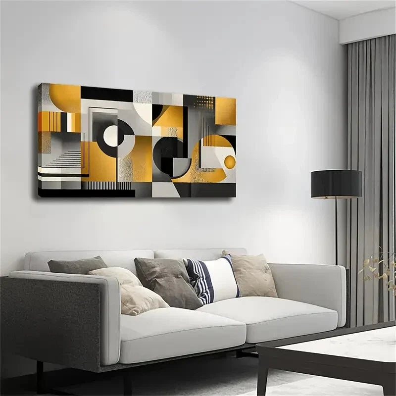 Abstract Décor Black White Wall Art Canvas Office Home Room Framed 120x60cm