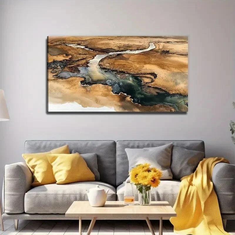 Winding River Perfect Wall Art Canvas Office Home Room Framed 80x45cm