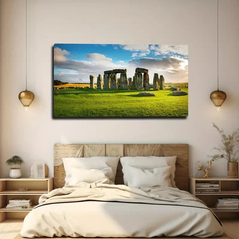 Stonehenge Landscape Wall Art Canvas Office Home Room Framed 80x45cm