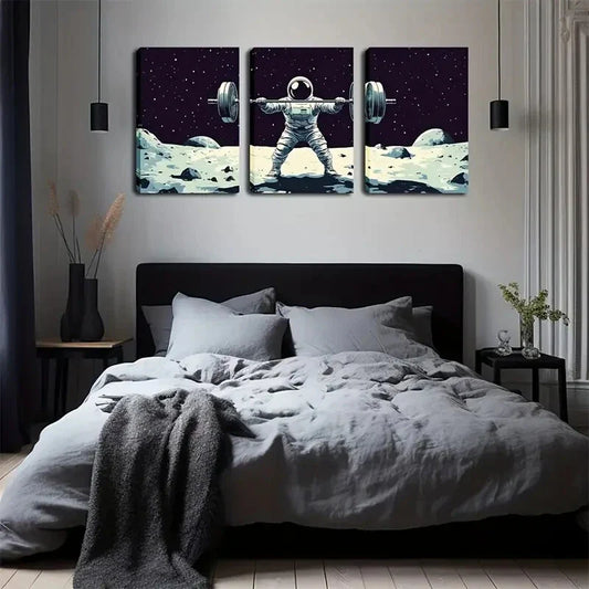 3pcs Stars in Dark Cosmic Illustration Style Wall Art Set Canvas Framed 40x60cm - High Quality Print 100% Australian Made Wall Canvas Ready to Hang