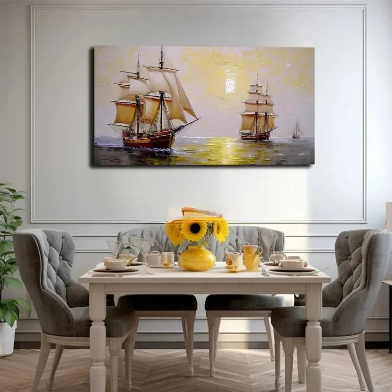 Swaying Sailboats Oil Painting Wall Art canvas office home room framed 120x60cm