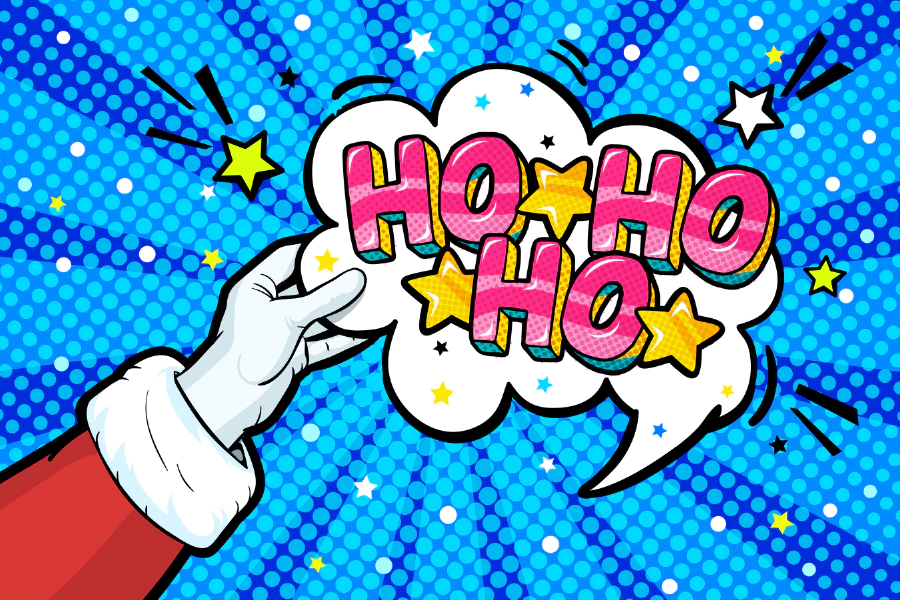 HO HO HO Quote Illustration Pop Arts & Comic Poster Print 100% Australian Made Stretched Canvas Ready to Hang - 2177