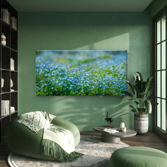 Field Of Baby Blue Eyes Wall Art Canvas Office Home Room Framed 80x45cm