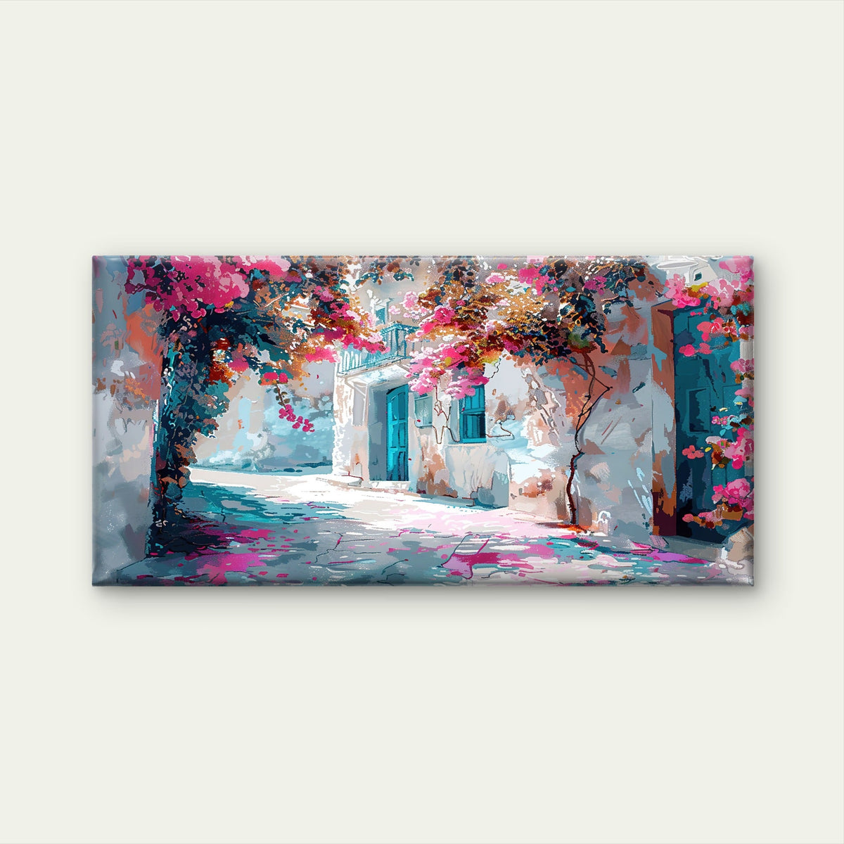 Greece Mediterranean Wall Art Canvas Office Home Room Framed 80x45cm