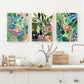 3pcs Animals and Plants, Leopard and Parrot in The Jungle, Wildlife Metal Print Ready to Hang Art