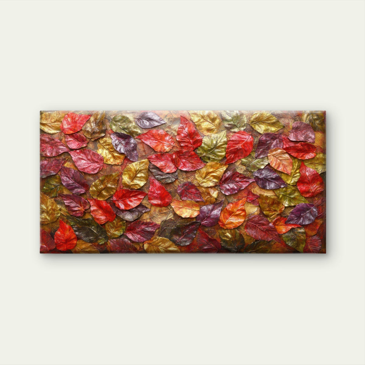 Rustic Autumn Leaves Colorful Wall Art Canvas Office Home Room Framed 120x60cm