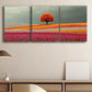 3pcs A large field of roses in rows Metal Print Ready to Hang Art