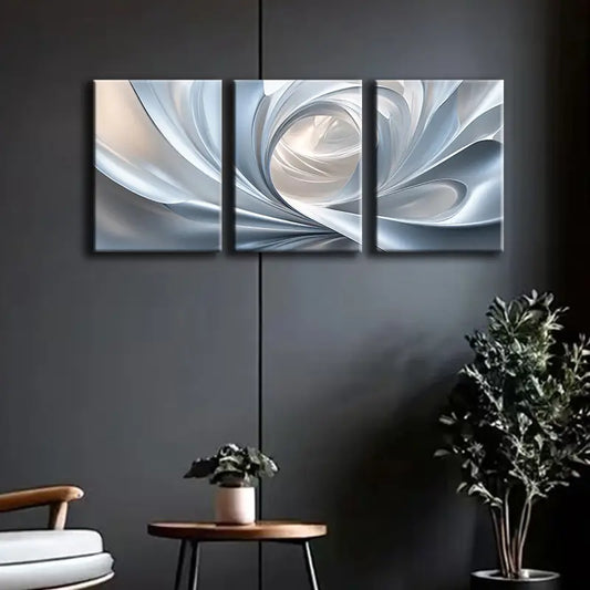 3pcs Abstract Light and White Metal Print Ready to Hang Art