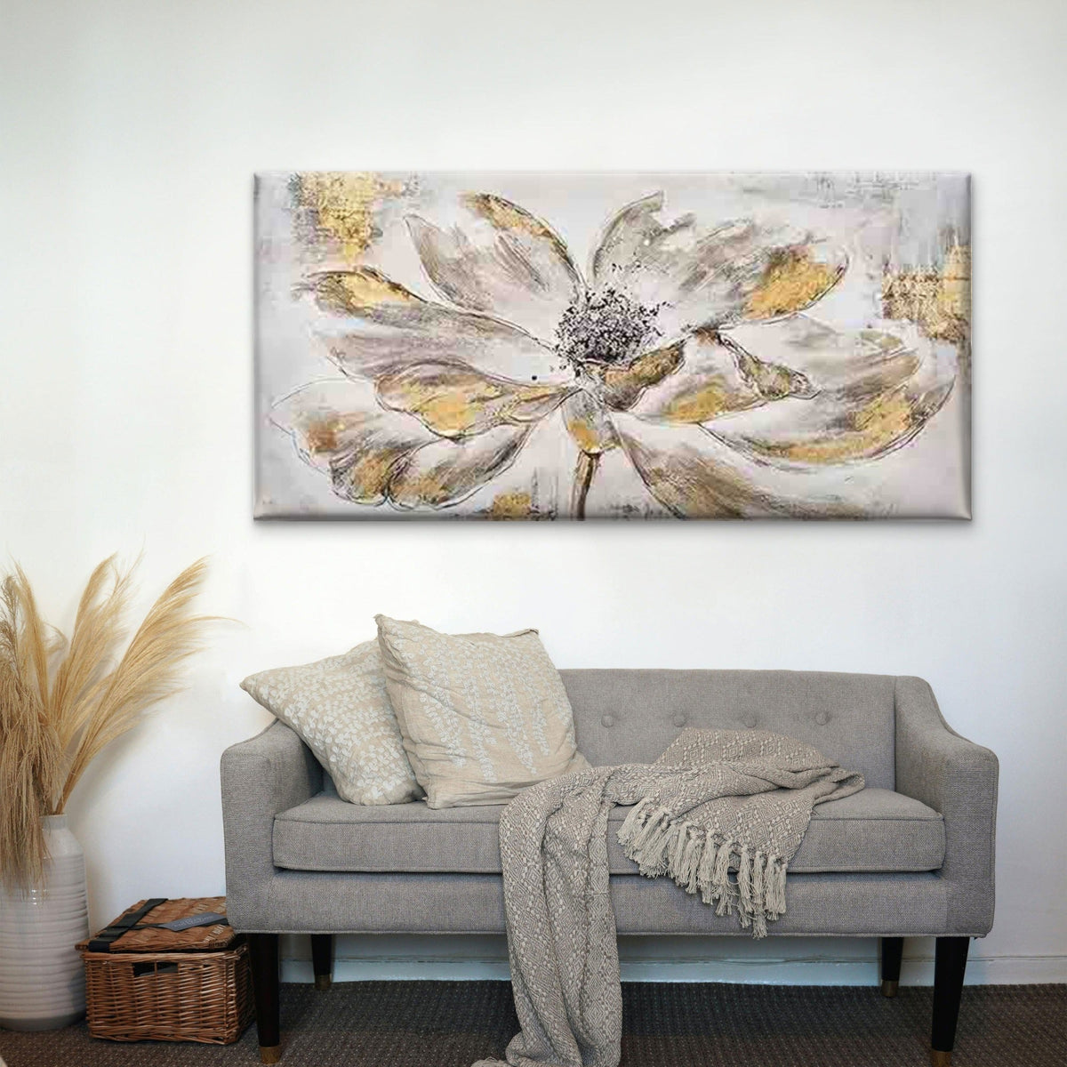 Abstract Leaf Design Wall Art Canvas Office Home Room Framed 120x60cm