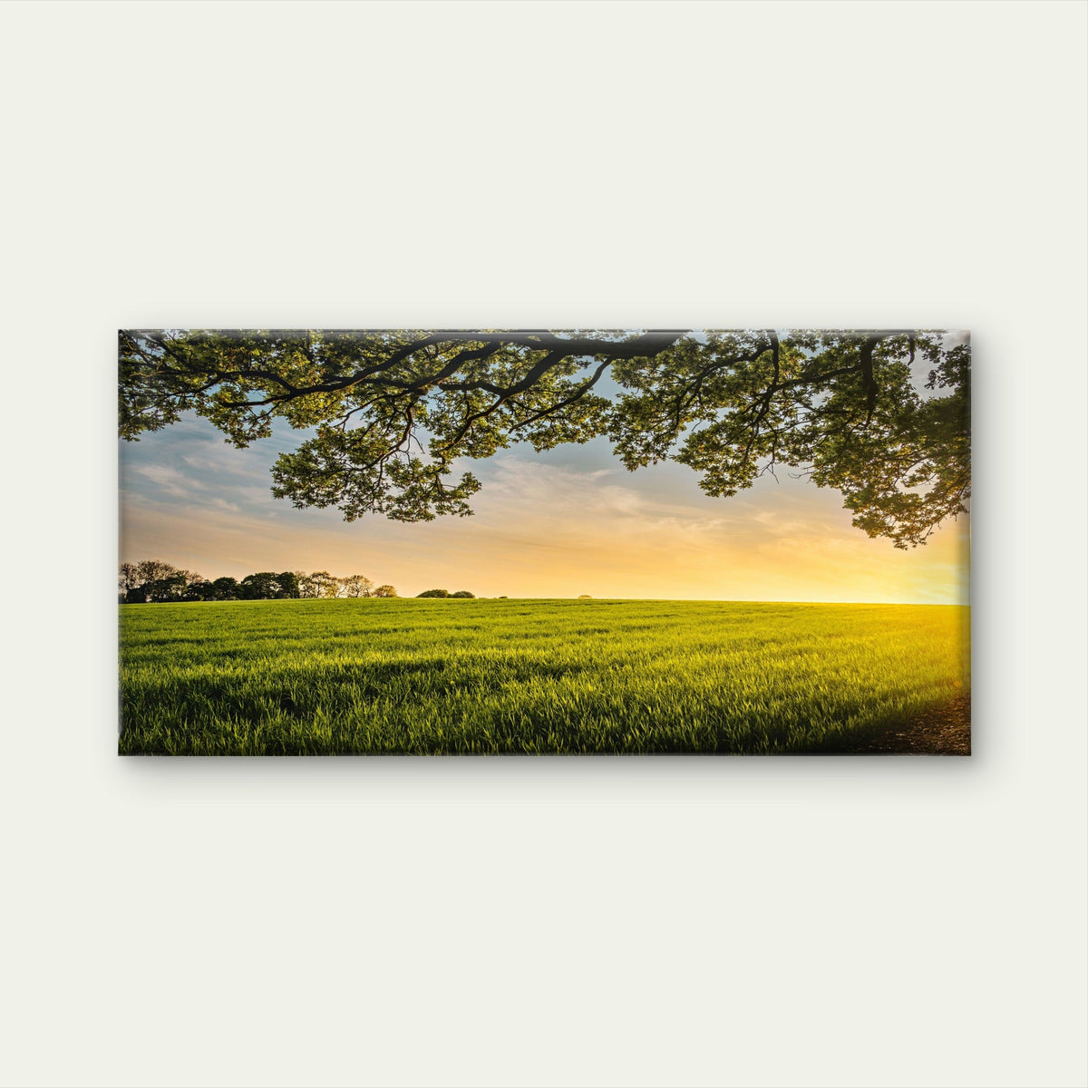 Sunset Over A Field Wall Art Canvas Office Home Room Framed 80x45cm