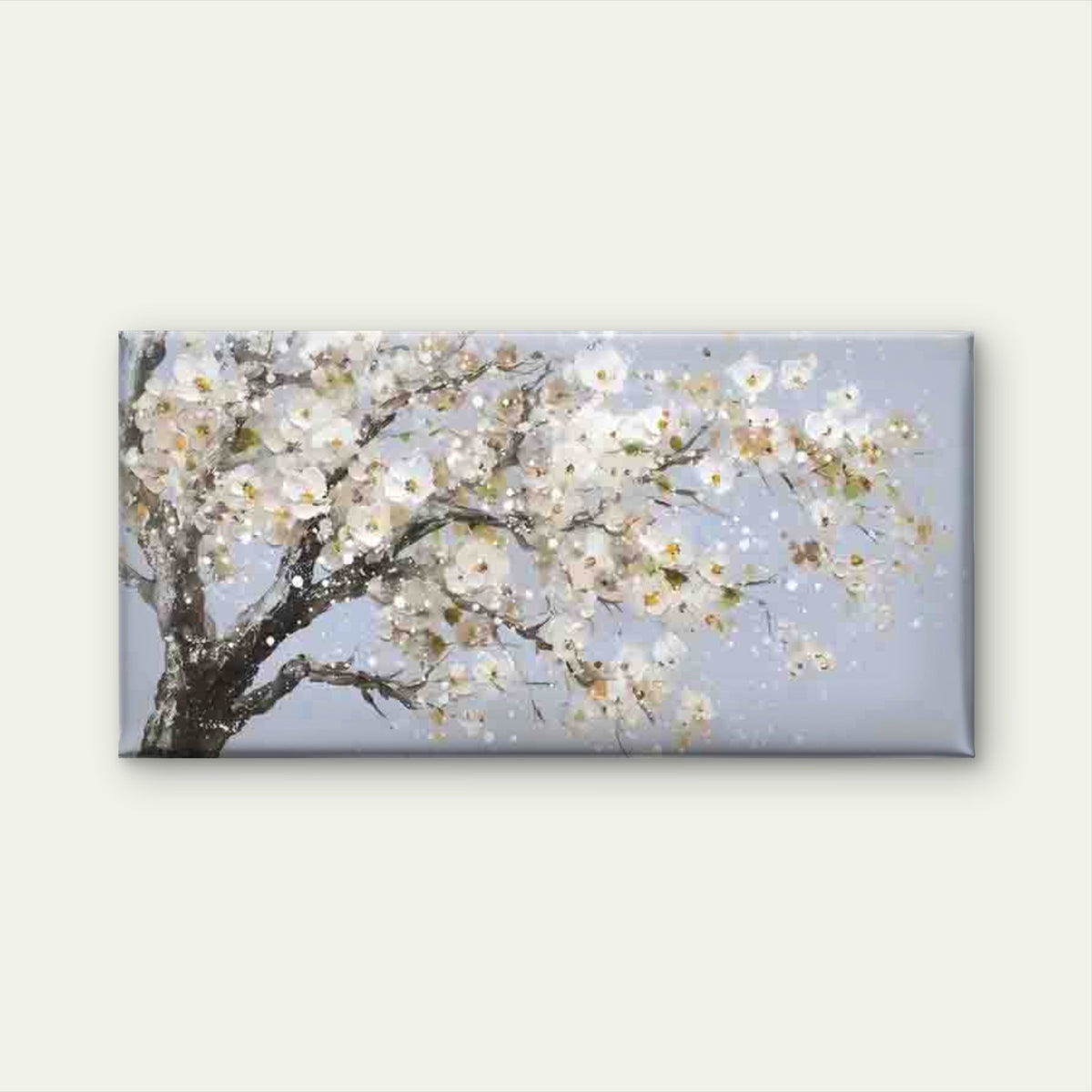 Elegant White Blossom Tree Wall Art Canvas Office Home Room Framed 120x60cm