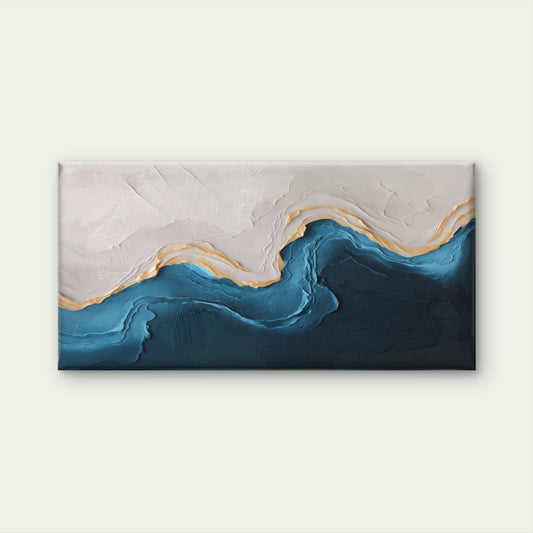 Abstract Gilded White Sea Coast Wall Art Canvas Office Home Framed 80x45cm