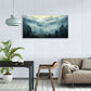 Misty Forest Serene Nature Scene Pine Trees & Misty Peaks Wall Art canvas office home room framed 120x60cm