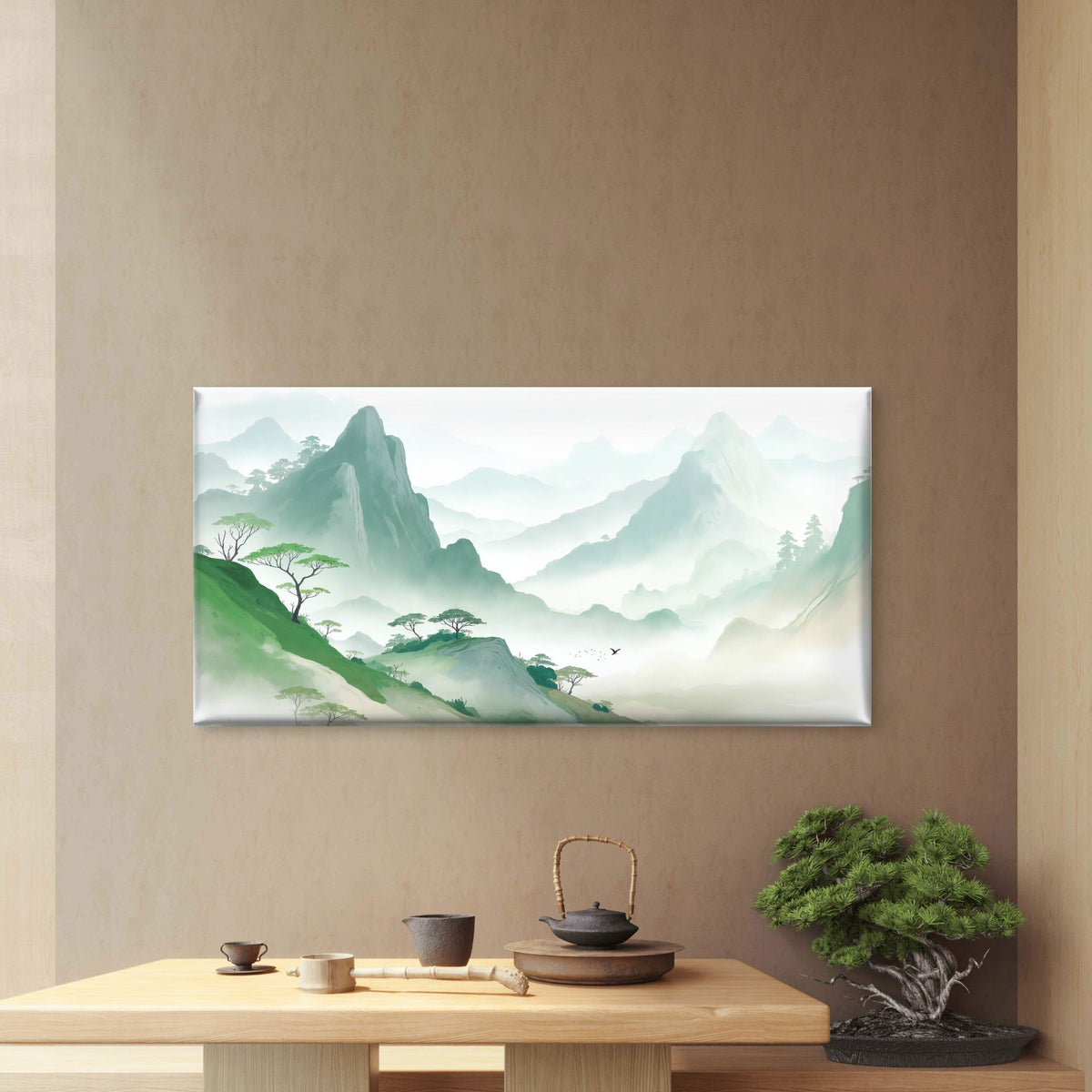Morning Breath of Mountains Wall Art Canvas Office Home Room Framed 120x60cm