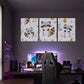 3pcs Playful Raccoon Patterns with Autumn Leaves Metal Print Ready to Hang Art