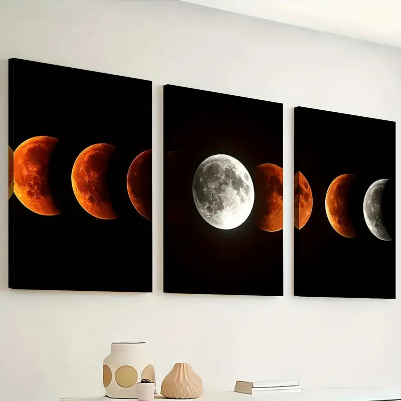 3pcs Simple Wind Planet Rotation Process Art Wall Art Set Canvas Framed 40x60cm - High Quality Print 100% Australian Made Wall Canvas Ready to Hang