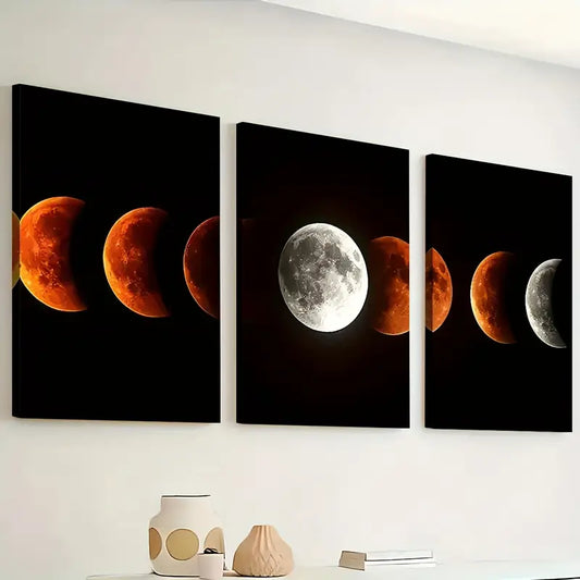 3pcs Simple Wind Planet Rotation Process Art Wall Art Set Canvas Framed 40x60cm - High Quality Print 100% Australian Made Wall Canvas Ready to Hang