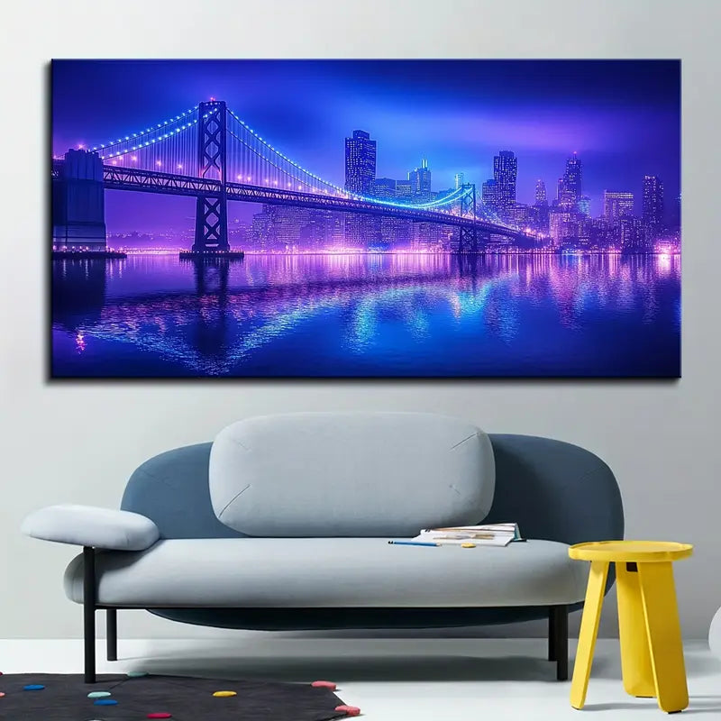Vibrant Brooklyn Bridge Wall Art wall canvas office home room framed 120x60cm
