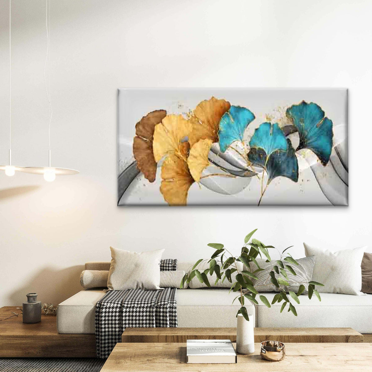 Ginkgo Leaves in Various Colors Wall Art Canvas Office Home Room Framed 120x60cm