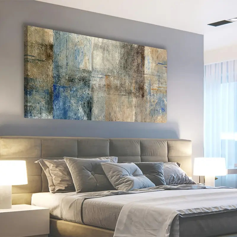 Brown Abstract Vintage Wall Art canvas office home room framed 120x60cm