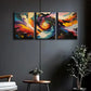 3pcs Swirling Vortex of Colors Metal Print Ready to Hang Art