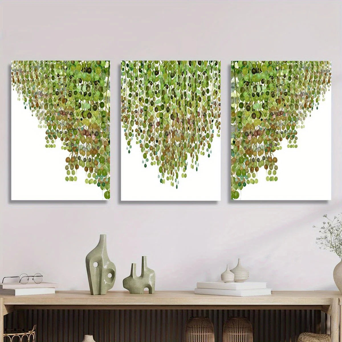 3pcs Green Vine Plant Leaf Classic Design Metal Print Ready to Hang Art
