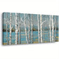 Navy Blue Forest Rustic Birch Trees Wall Art canvas office home room framed 120x60cm