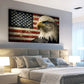 Vintage American Flag Majestic Eagle Design Wall Art canvas office home room framed 120x60cm