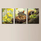 3pcs Charming Mother & Youngsters Squirrel Nest with Autumn Metal Print Ready to Hang Art