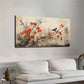Abstract Vintage Magpie & Red Poppy Wall Art wall canvas office home room framed 120x60cm