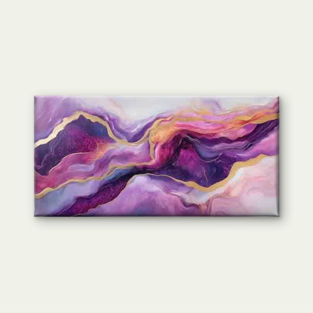 Abstract Purple, Blue & Yellow Wall Art Canvas Office Home Room Framed 80x45cm