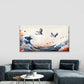 Ocean Waves, Twin Cranes Wall Art Canvas Office Home Room Framed 120x60cm