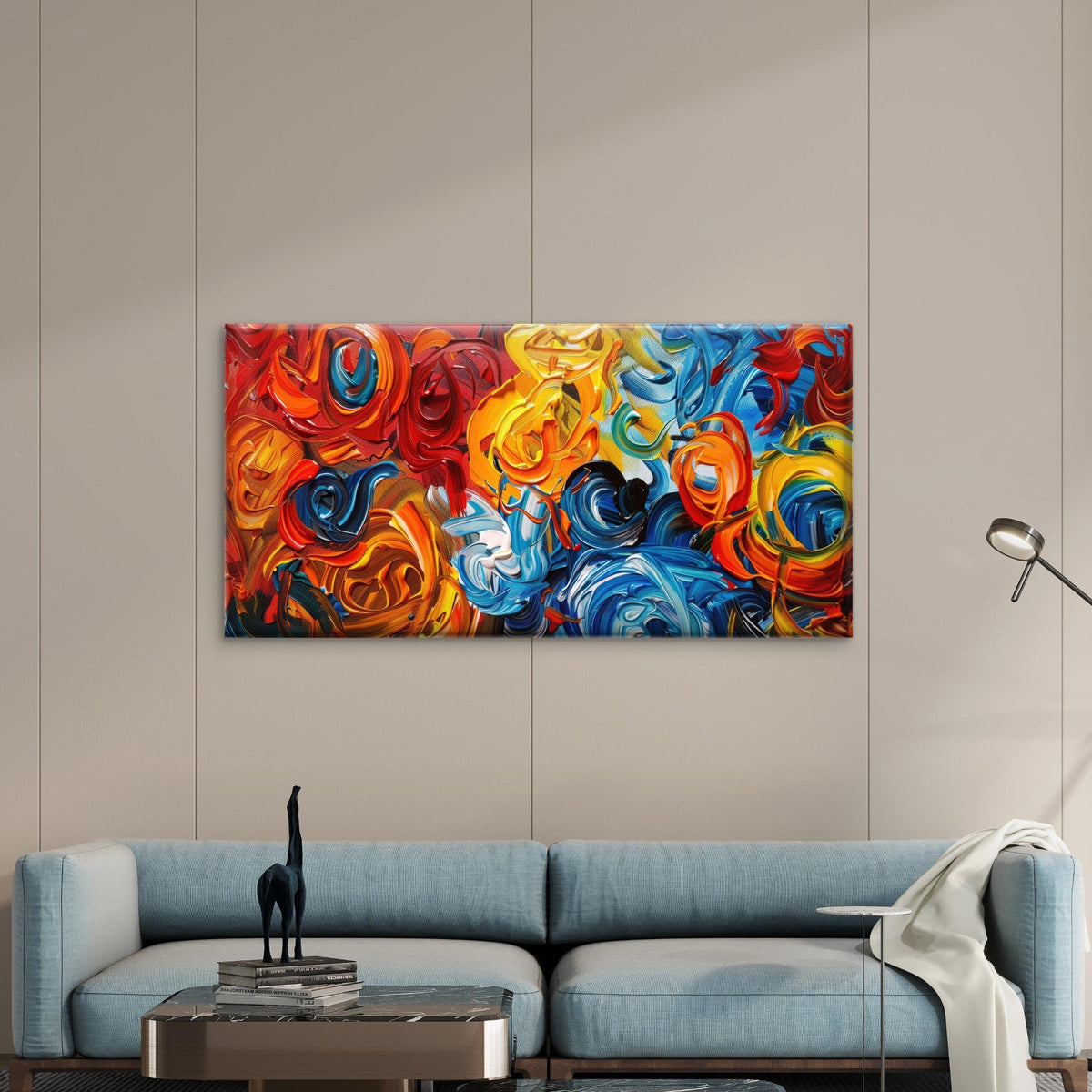 Vibrant Swirls Of Abstract Colo Wall Art Canvas Office Home Room Framed 120x60cm
