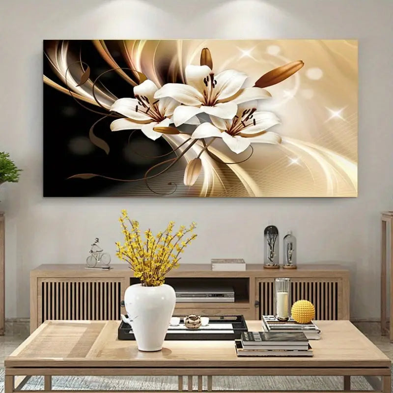 White Magnolia on Dark wall canvas office home room framed 120x60cm