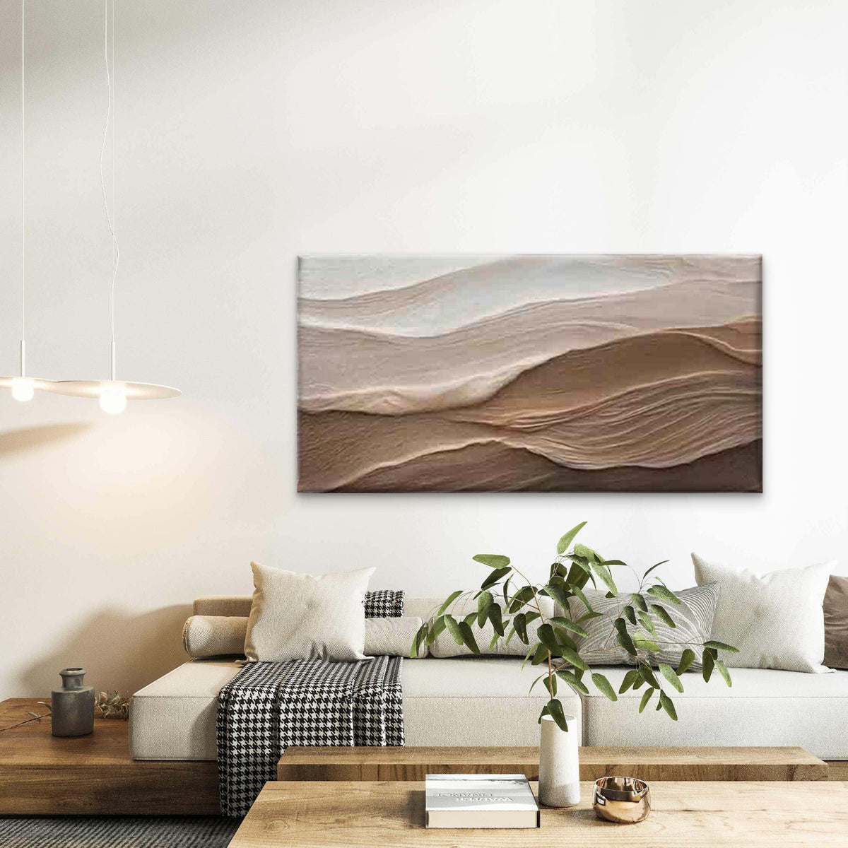 Modern Abstract Sand Dunes Wall Art Canvas Office Home Room Framed 120x60cm