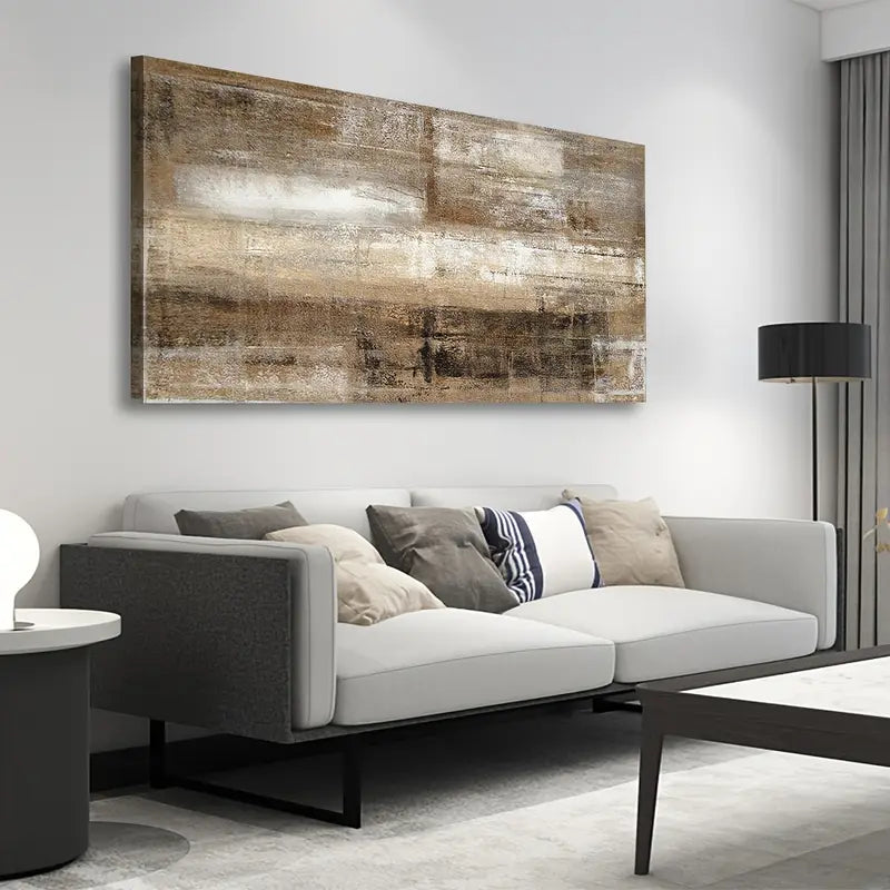 Vintage Abstract Retro Brown Wall Art canvas office home room framed 120x60cm
