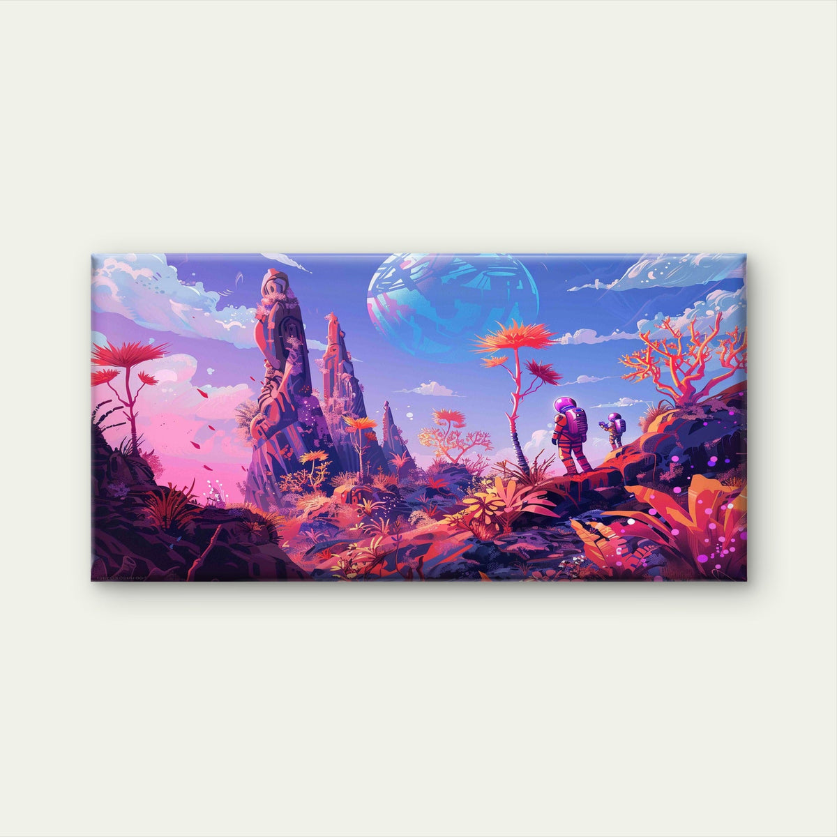 Journey Through An Alien World Wall Art Canvas Office Home Room Framed 80x45cm