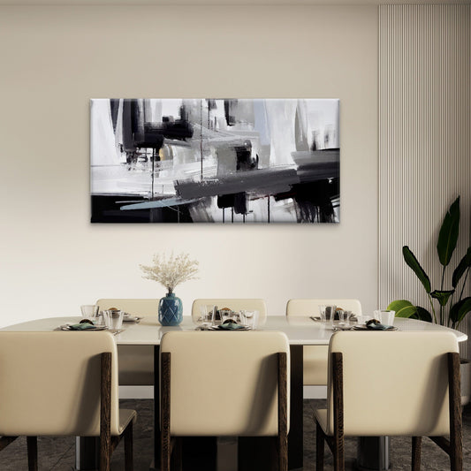 Abstract Expressionist Painting Wall Art Canvas Office Home Room Framed 80x45cm