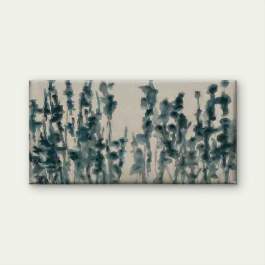 Abstract Blue Floral Silhouette Wall Art Canvas Office Home Room Framed 80x45cm