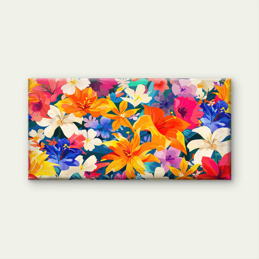 Vibrant Tropical Floral Display Wall Art Canvas Office Home Room Framed 80x45cm