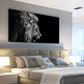 Modern Black White Lion Wall Art canvas office home room framed 120x60cm