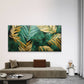 Abstract Golden Green Palm Wall Art Canvas Office Home Room Framed 120x60cm
