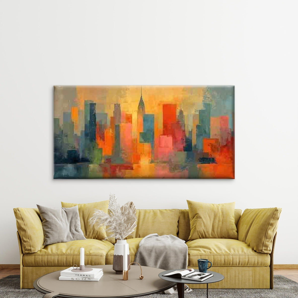 Modern Abstract Cityscape Wall Art Canvas Office Home Room Framed 120x60cm