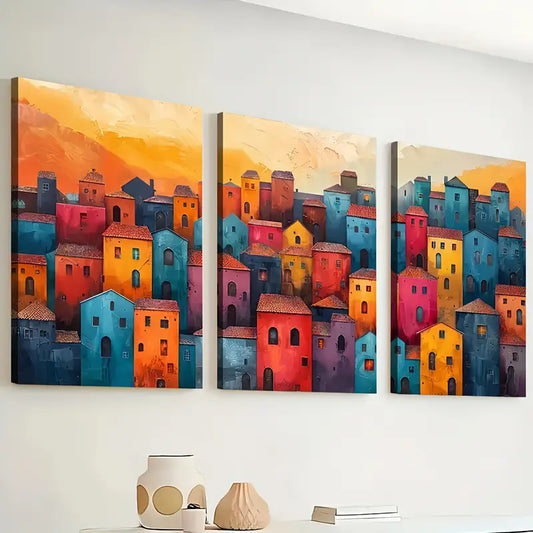 3pcs Modern Style Fashion Abstract Architecture Art Wall Art Set Canvas Framed 40x60cm - High Quality Print 100% Australian Made Wall Canvas Ready to Hang