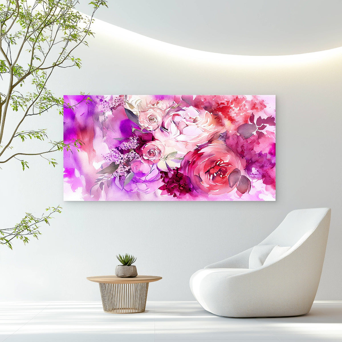 Pink Peony Watercolor Dreams Wall Art Canvas Office Home Room Framed 120x60cm