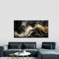 Flowing Lines in Golden, White Wall Art Canvas Office Home Room Framed 120x60cm